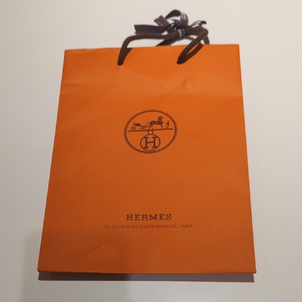 Hermes Orange Shopping Gift Bag Rope Handle - Great Condition